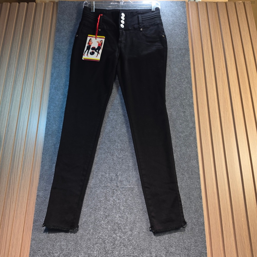 Degree Jeans Skinny Women 12 Black NEW Colombian Butt Lift High Waist Raw Hem